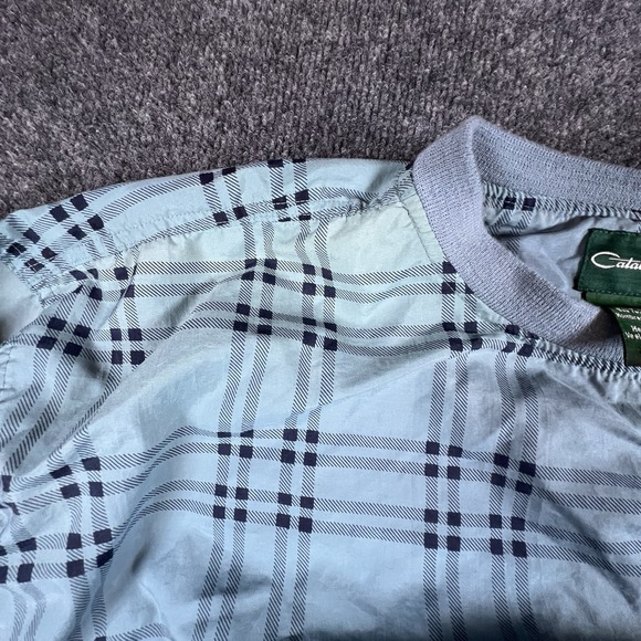 Vintage Catalina Blue Plaid Nylon‎ Windbreaker Pullover Blue Men's XL Golf 90s - Picture 11 of 16